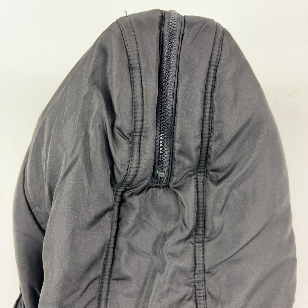 DKNY Jacket Womens Medium Black Down Puffer Hooded Ribbed Hem Zip Pockets Warm - Picture 11 of 12